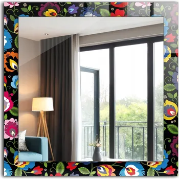 Zrcadlo Nástěnné zrcadlo s rámem z tvrzeného skla 60x60 Barevné Lidové