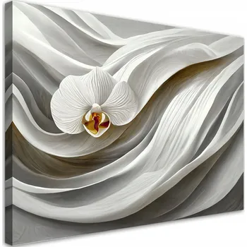 Obraz OBRAZ DO LOŽNICE Bílý orchidej a 3D abstrakce NA PLÁTNĚ 60x40