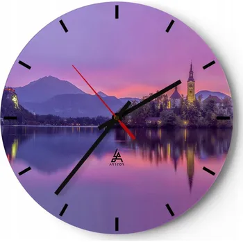 Hodiny Nástěnné hodiny do kuchyně 30x30 Krajina Skleněné hodiny do obýváku Tiché