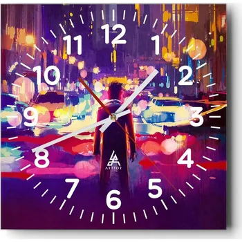 Hodiny Kuchyňské nástěnné hodiny 30x30 Město Skleněné hodiny do obýváku Moderní Tiché