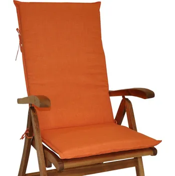 Podsedák Polštář na zahradní křeslo teak UNI vysoký - látka oranžový melír