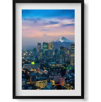 Obraz Obraz v černém rámu na zeď do obýváku, kuchyně - Město v noci 50x70 cm