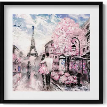 Obraz Dekorativní obraz v rámu na zeď do obýváku Paříž a Eiffelova věž 50x50 cm