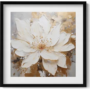 Obraz Dekorativní obraz v černém rámu do obýváku - Jemná malovaná květina 50x50 cm