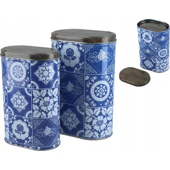 Obraz Sada 2 kovových dóz na KÁVA, ČAJ a CUKR