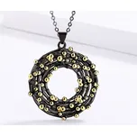 B-TOP Dámský černý náhrdelník s kruhovým přívěskem se zlatými perličkami