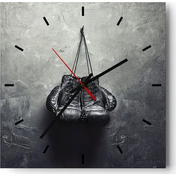 Hodiny Velké nástěnné hodiny na zeď 40x40 Box Skleněné hodiny Čtvercové Tiché