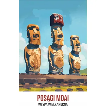 Obraz Plakát Sochy Moai bez rámu 20,5 x 28,4 cm