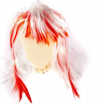 Karnevalová paruka PARUKA DLOUHÉ VLASY BÍLO-ČERVENÁ KOSTÝM