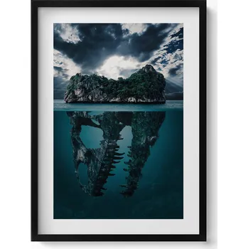 Obraz Moderní nástěnná dekorace Abstraktní ilustrace ostrova-lebky 50x70 cm