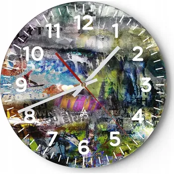 Hodiny Kuchyňské nástěnné hodiny 30x30 Graffiti Moderní skleněné hodiny do obýváku Tiché