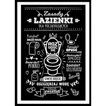 Obraz OBRAZ PLAKÁT V RÁMU do Koupelny WC Toalety PRAVIDLA ZÁCHODU P2581_33x43