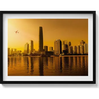 Obraz Ozdobný nástěnný obraz v rámu s grafikou loft Řeka Zhujiang Čína 80x60 cm