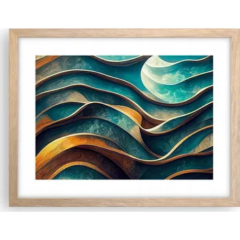 Obraz Obraz plakát v rámu světlý dub do obýváku 40x30 vlny foto plakáty na zeď