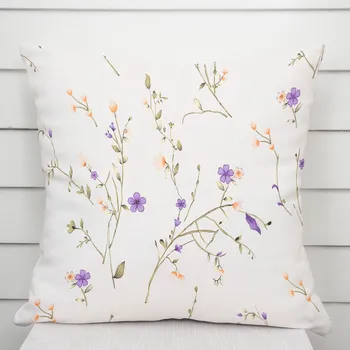 Povlak na polštářek Bavlněný povlak na polštář Sandra SA-382 Fialové luční kvítí na krémovém 30 x 50 cm