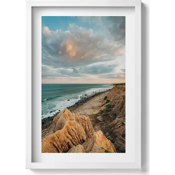 Obraz Nástěnný obraz v bílém rámu Letní krajina moře, nebe a pobřeží 40x60 cm