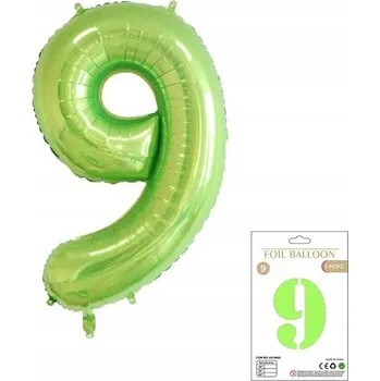 Balónek OBROVSKÝ FÓLIOVÝ BALÓN ČÍSLICE DEVĚŤ 9 ZELENÝ NAROZENINOVÝ BALÓNEK 100 CM XXL!