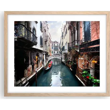 Obraz Obraz plakát v rámu světlý dub 50x40 cm - foto města do obýváku