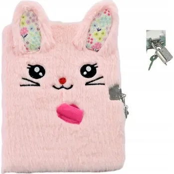 Zápisník PAMIĘTNIK NOTES SE ZÁMEČKEM RŮŽOVÝ PLYŠOVÝ ZÁPISNÍK A5 PŘÍJEMNÝ NA DOTEK