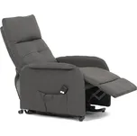 TV křeslo ALFRED na kolečkách s elektrickým polohováním — látka, šedá