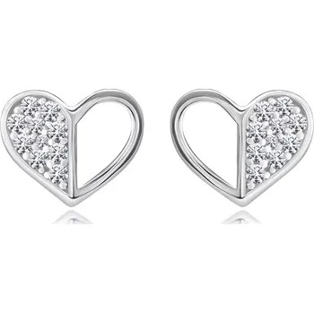 Náušnice Náušnice ze stříbra 925 - srdce s půlkou kubické zirkonie, přívěsky