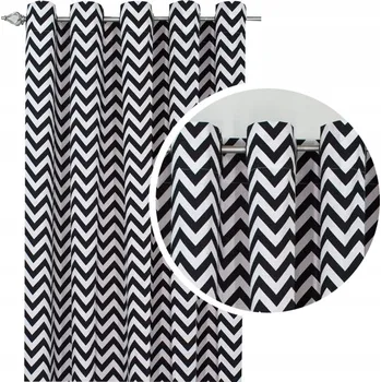 Závěs ZÁVĚS ZÁCLONY CIK CAK černobílá úzká 175x245