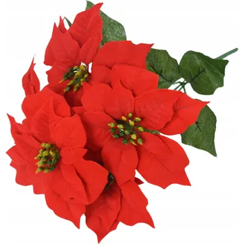 Vánoční dekorace Vánoční hvězda květina na stromeček a VELKÝ vánoční DEKORACE 45cm 5 kusů Kytice