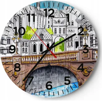 Hodiny Kuchyňské nástěnné hodiny 30x30 Graffiti Moderní skleněné hodiny do obýváku Tiché