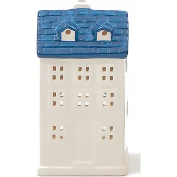 Svícen Keramický dekorativní domeček modrý svícen na stůl