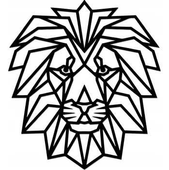 Obraz Lev Lví Hlava Geometrická Dekorace Obraz 3D ozdoba Na Zeď 60 x 54 cm