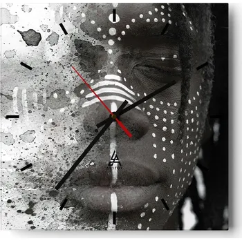 Hodiny Velké nástěnné hodiny na zeď 40x40 Žena Skleněné hodiny Čtvercové Tiché