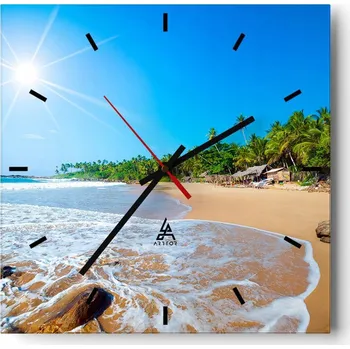 Hodiny Velké nástěnné hodiny 40x40 Krajina Skleněné hodiny Tiché