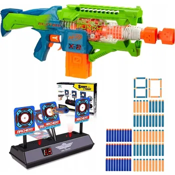 Dětská zbraň PISTOLE NERF ELITE 2.0 DOUBLE PUNCH AUTOMAT 2 HLAVNĚ + ŠIPKY + TERČ 3 CÍLE