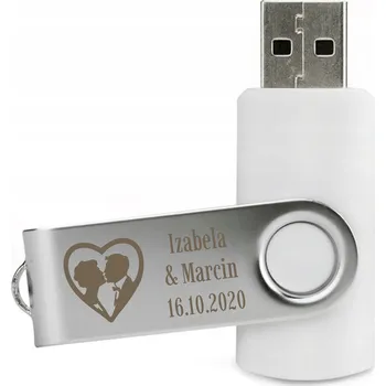 USB flash disk Flash disk MemoRabbit otočný 64GB USB 3.0 gravírování svatba 64 GB USB 3.0 bílý