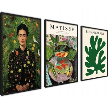 Obraz Plakáty Zelená Botanika Frida Matisse Obrazy s Rámy na Zeď