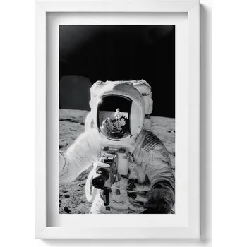 Obraz Obraz s grafikou v bílém rámu Astronaut na Měsíci - fotografie NASA 20x30 cm