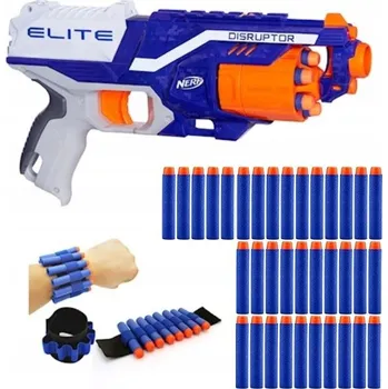 Dětská zbraň Pistole Nerf N-Strike Elite Disruptor modrá se 30 šipkami a páskou