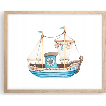 Obraz Obraz plakát na zeď v rámu světlý dub 50x40 loď foto do obýváku