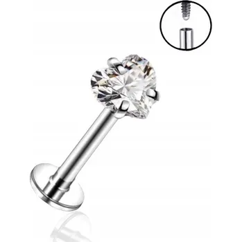 Náušnice Titanový labret s kubickou zirkonií SRDCE 1,2/6/3