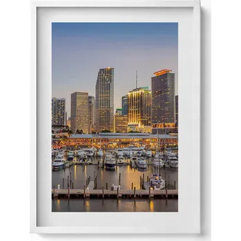 Obraz Elegantní obraz v bílém rámu Panorama velkoměsta 50x70 cm