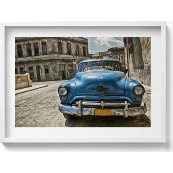 Obraz Dekorativní nástěnný obraz v bílém rámu: Klasické veterán auto 70x50 cm