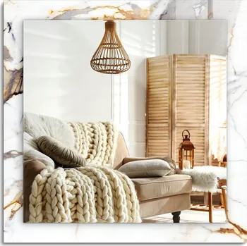 Zrcadlo Zrcadlo s ozdobným skleněným okrajem Mramor s žilkami 60 x 60 cm