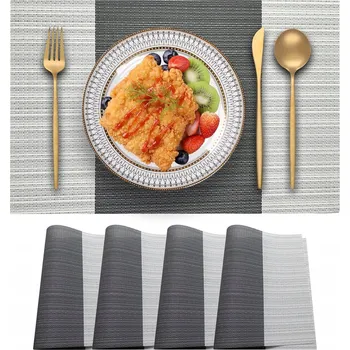 prostírání Stylové prostírání na stůl 4 ks odolné vůči teplu PVC Šedé 30x45 cm