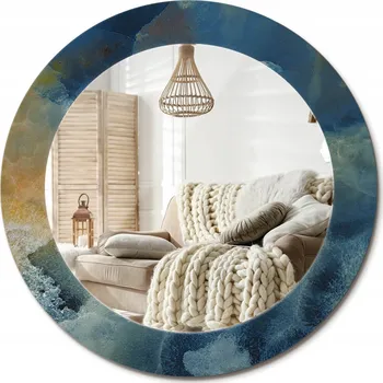 Zrcadlo Kulaté moderní zrcadlo na zeď s potiskem, průměr 60 cm, motiv Mramor onyx