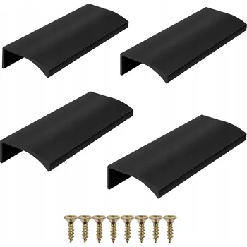 4x Nábytková úchytka hranová 96/130mm, černá matná, pro kuchyňské skříňky
