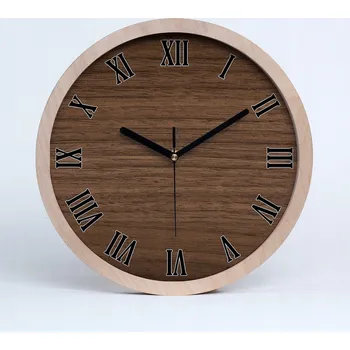 Hodiny Velké dřevěné nástěnné hodiny dřevěné pozadí průměr 30 cm