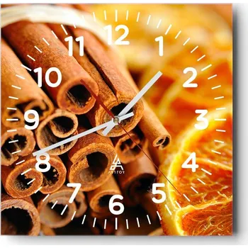 Hodiny Kuchyňské nástěnné hodiny 30x30 Pomeranč Skleněné hodiny do obýváku Moderní Tiché