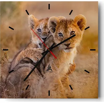 Hodiny Velké nástěnné hodiny 40x40 cm Zvířata Skleněné tiché hodiny