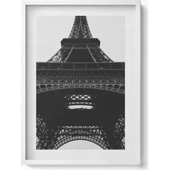 Obraz Obraz grafika v bílém rámu Paříž Francie Eiffelova věž panorama 50x70 cm