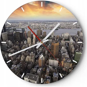 Hodiny Nástěnné hodiny do kuchyně 30x30 Město Skleněné hodiny do obýváku Loft Tiché